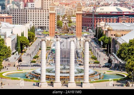 Fontaine Magique de Montjuïc à Barcelone Banque D'Images