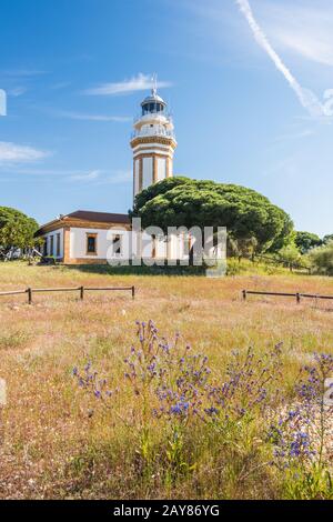 Faro à Mazagon près de Palos de la Frontera, Cadiz, Espagne Banque D'Images