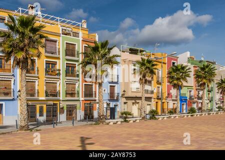Maisons colorées à Villajoyosa en Espagne Banque D'Images