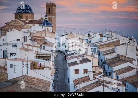 Vue panoramique sur le village d'Altea à Costa Blanca, Espagne Banque D'Images