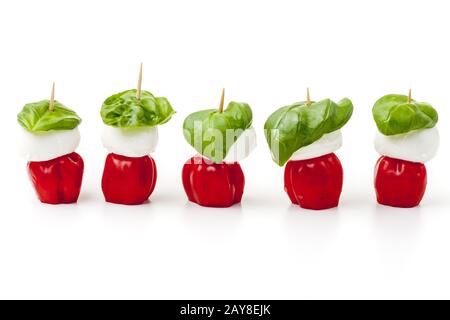 Ingrédients de Insalada Caprese sur blanc Banque D'Images