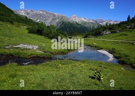 Lech source, paysage alpin, Autriche, alpes, Vorarlberg, Lechquelrengebirge Banque D'Images