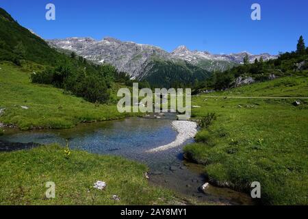 Lech source, paysage alpin, Autriche, alpes, Vorarlberg, Lechquelrengebirge Banque D'Images