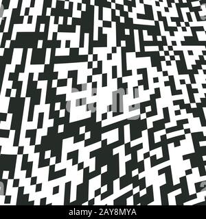 QR Code numérique abstrait bruit de fond noir et blanc de pixel Banque D'Images