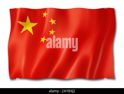 Drapeau chinois isolé sur blanc Banque D'Images