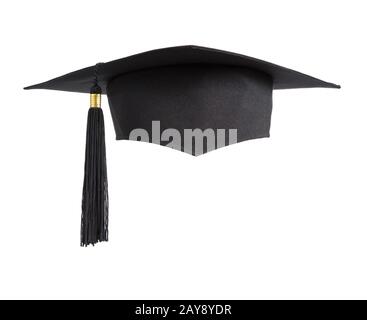 Chapeau de graduation sur fond blanc Banque D'Images