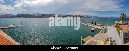 Vue panoramique sur le paysage de Chalcis, Euboea Grèce Banque D'Images