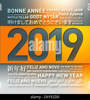 2019 bonnes salutations de nouvelle année du monde Banque D'Images