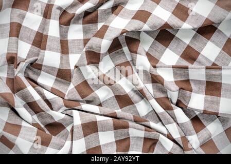 Tissu à carreaux blanc et marron Banque D'Images