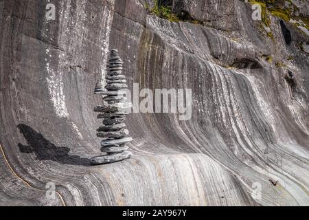 Cairn près du glacier Franz Josef, Nouvelle-Zélande Banque D'Images