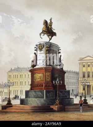 Monument à l'empereur russe Nicolas I Pavlovich à Saint-Pétersbourg. xixe siècle. Banque D'Images