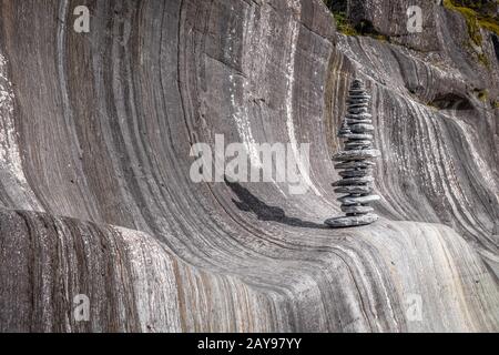 Cairn près du glacier Franz Josef, Nouvelle-Zélande Banque D'Images