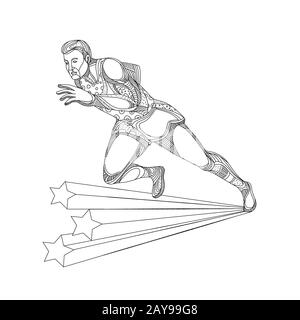 Athlétisme Running Doodle Art Banque D'Images