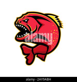 Mascot sportif Piranha Banque D'Images