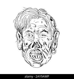 Tête de zombie Dessin Avant Banque D'Images