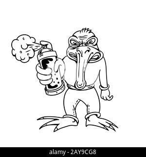 Le dessin animé de l'artiste de graffitis à motif oiseaux kiwi Banque D'Images