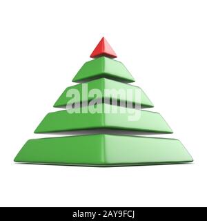 Pyramide avec cinq niveaux.Haut de la pyramide rouge. 3D Banque D'Images