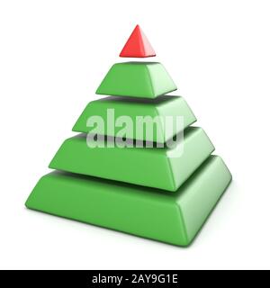 Pyramide avec cinq niveaux.Haut de la pyramide rouge. 3D Banque D'Images