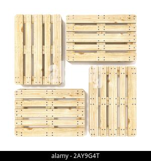 Euro palettes en bois. Vue d'en haut. 3D Banque D'Images