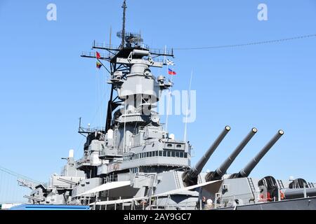 USS Iowa BB-61 à San Pedro, Californie Banque D'Images