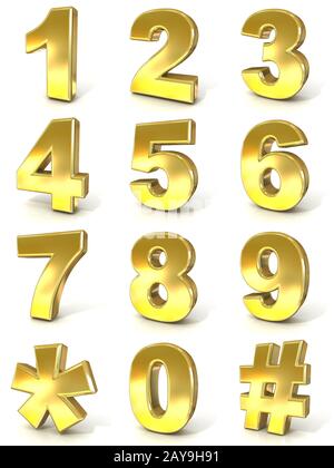 Collecte des chiffres, 0 - 9, plus hashtag et Asterisk. 3D Banque D'Images