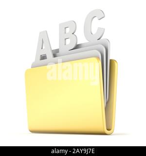 Dossier de l'ordinateur avec les fichiers ABC 3D Banque D'Images