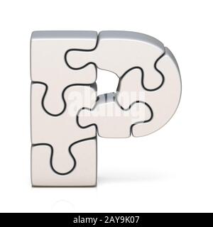 Jigsaw Puzzle blanc lettre P 3D Banque D'Images