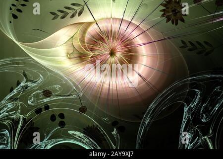 Image abstraite de cercles clairs et des lignes. Banque D'Images