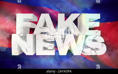 3D illustration de fake news concept avec le fond d'un drapeau du Cambodge. Banque D'Images