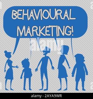 Signe de texte montrant le marketing comportemental. La photo conceptuelle cible les consommateurs en fonction de leur comportement sur les sites Web Silhouette Figu Banque D'Images