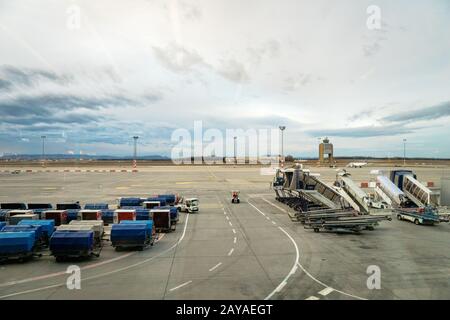 Budapest, Hongrie - Février 2020 : Vue Sur La Piste De L'Aéroport International Ferenc Liszt De Budapest. L'aéroport Ferenc Liszt de Budapest est l'aéroport le plus important que j'ai Banque D'Images