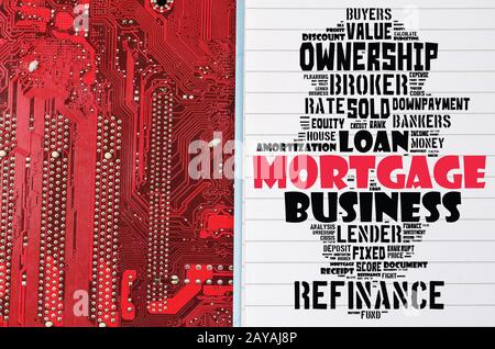 Collage de mot hypothécaire dans le cloud Banque D'Images