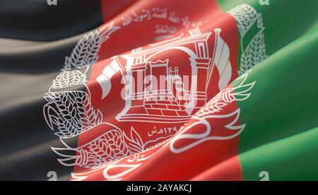 Très détaillées des Galapagos close-up d'un drapeau de l'Afghanistan. 3D illustration. Banque D'Images