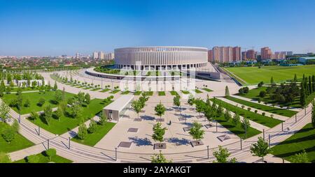 Krasnodar, Russie - Mai 2019: Vue aérienne du parc du stade Krasnodar Banque D'Images