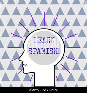 Écriture manuscrite apprendre l'espagnol. Concept signification acquérir ou acquérir la connaissance de parler et d'écrire l'espagnol Outline Silhouette Hum Banque D'Images