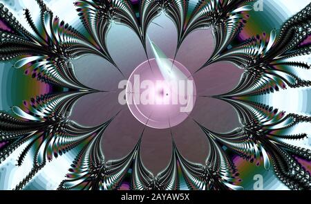 Image abstraite : les lignes fractales créent une belle fleur. Banque D'Images