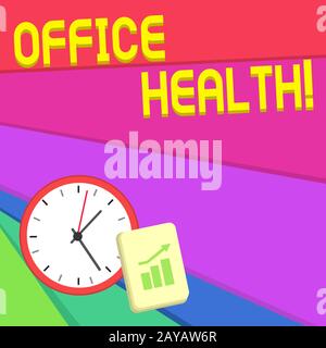 Panneau texte indiquant Office Health. La photo conceptuelle améliore l'état physique et mental global des employés Layout Wall Clock Banque D'Images