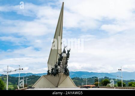 Paipa Colombie Pantano du monument Vargas vue frontale Banque D'Images