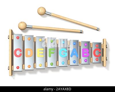 Huit notes colorées, un xylophone octave Banque D'Images