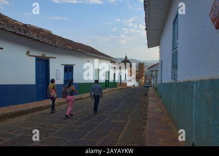 Les charmantes rues pavées de Barichara colonial, Santander, Colombie Banque D'Images