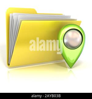 Pointeur de carte et l'icône du dossier. 3D Banque D'Images