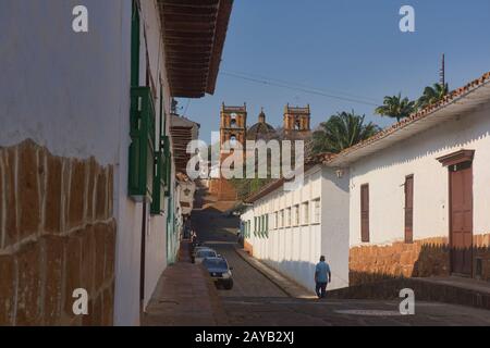 Les charmantes rues pavées de Barichara colonial, Santander, Colombie Banque D'Images