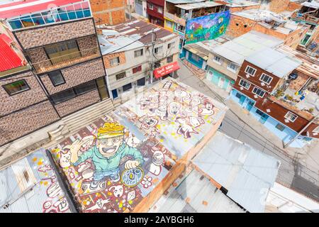 Toits de la ville de Bogota dans les sixième quartiers de Jean-Paul vue aérienne Banque D'Images