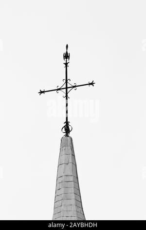 Eglise avec croix minimaliste vintage Banque D'Images