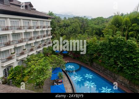 Le Plataran Heritage Borobudur Hôtel près du temple de Borobudur situé dans le centre de Java Island, Indonésie. Banque D'Images