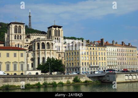 Cathédrale Saint-Jean à Lyon Banque D'Images