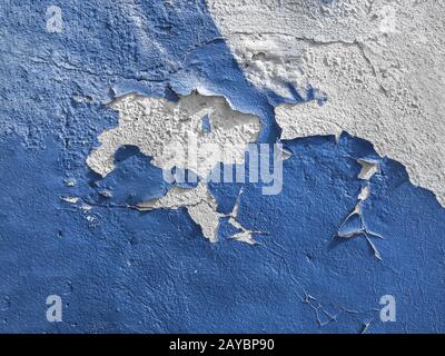 Mur bleu avec la peinture épluchée Banque D'Images