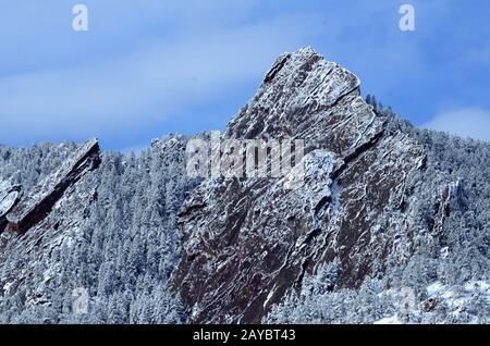 Les Flatirons sur Green Mountain sont le symbole emblématique de Boulder Colorado Banque D'Images