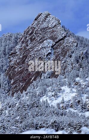 Les Flatirons sur Green Mountain sont le symbole emblématique de Boulder Colorado Banque D'Images