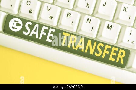 Écriture manuelle conceptuelle montrant un transfert sécurisé. Transfert électronique de fil de texte de photo d'entreprise non basé sur papier transaction WHI Banque D'Images
